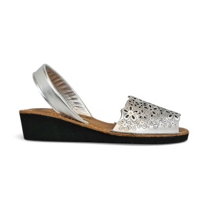 Sandale din piele AVARCA WEDGE CUT Silver - Img 3