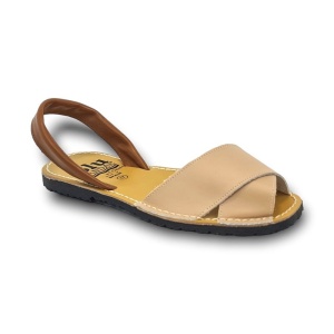 Sandale din piele naturala, AVARCA CROSS Beige - Img 2
