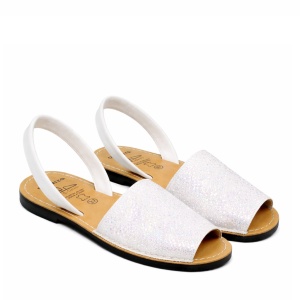 Sandale din piele naturala, AVARCA GLITTER White