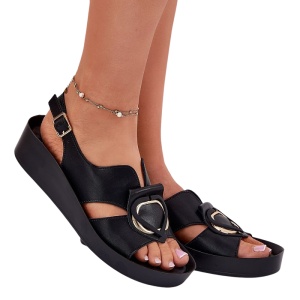 Sandale din piele naturala CORAL Black - Img 2