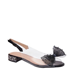 Sandale din piele naturala si vinyl SIRA Black