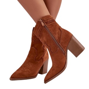 Botine din piele ecologica VERONA Camel - Img 2