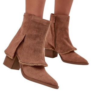 Botine din piele ecologica VILEMA Beige - Img 3