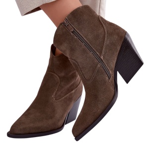 Botine din piele naturala ANAHI Taupe - Img 3