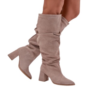 Cizme inalte din piele naturala MONIKA Beige