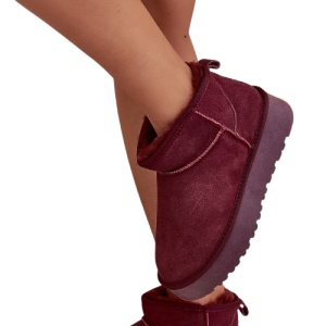 Cizme mini imblanite din piele naturala CEKA Burgundy - Img 2