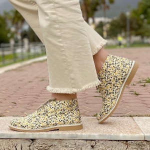 Ghete din material textil si piele HAPPY Yellow - Img 3