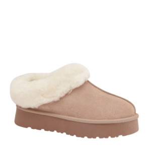 Papuci imblaniti din piele naturala TOTO Beige