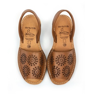 Sandale din piele AVARCA RAY Wedge Camel - Img 7
