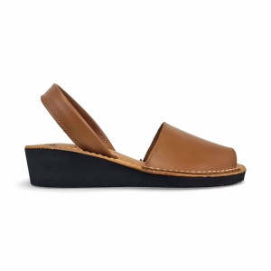 Sandale din piele AVARCA WEDGE Camel Gel - Img 2