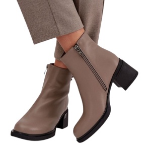 Botine din piele naturala DALMA Taupe - Img 3