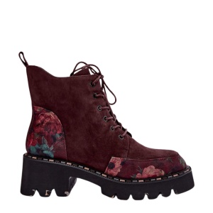 Botine din piele naturala TAPIS Marsala