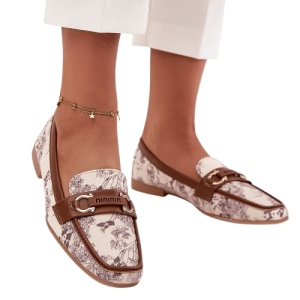 Mocasini din piele ecologica KAREN Beige - Img 3