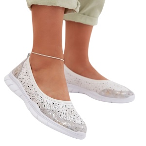 Pantofi din piele naturala INES White - Img 2