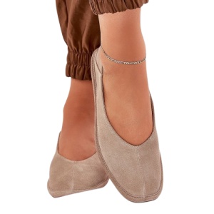 Pantofi din piele naturala STAR Beige - Img 3