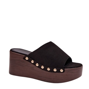 Saboti din piele ecologica VALERIA Black
