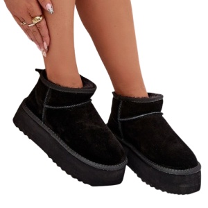 Cizme mini imblanite din piele naturala ADA Black - Img 2