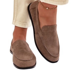 Pantofi din piele naturala BARBARA Beige - Img 3