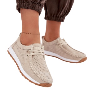 Pantofi din piele naturala CORI Beige - Img 2