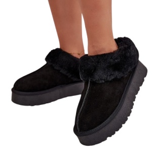 Papuci imblaniti din piele naturala TOTO Black - Img 3