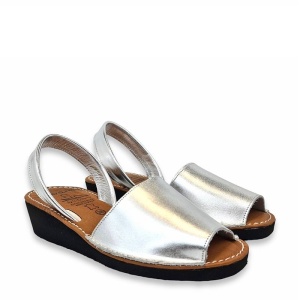 Sandale din piele AVARCA Metal Wedge Silver