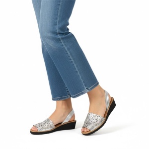 Sandale din piele AVARCA WEDGE CUT Silver - Img 4