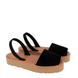 Sandale din piele MINORQUINES Platja PLATFORM Suede Black