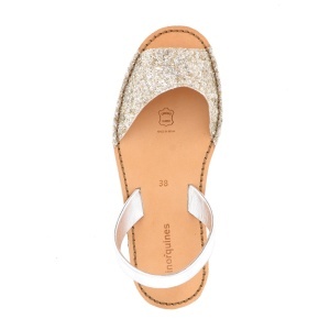 Sandale din piele naturala MINORQUINES Caleta Glitter Beige - Img 3