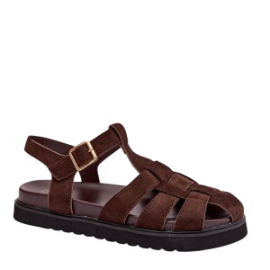 Sandale tip roman din piele ecologica SALMA Brown