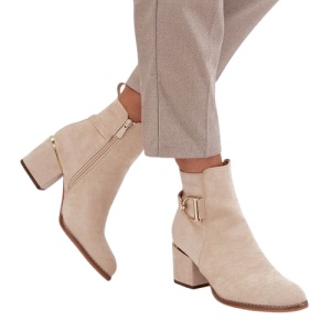Botine din piele ecologica NAVINA Nude - Img 3