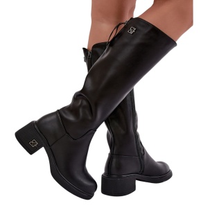 Cizme din piele naturala NURIA Black - Img 2