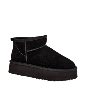 Cizme mini imblanite din piele naturala ADA Black