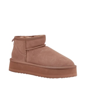 Cizme scurte imblanite din piele naturala TEMPO Beige
