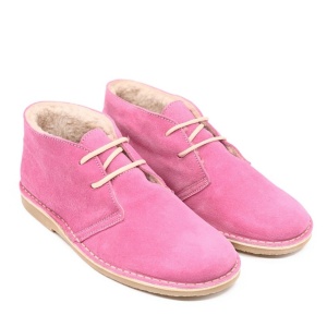 Ghete imblanite din piele intoarsa SAFARI Pink
