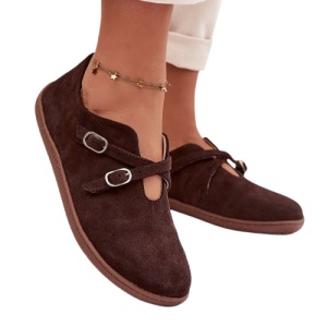 Pantofi din piele naturala BAREFOOT Cross Brown - Img 2