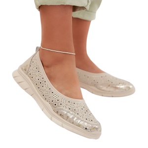 Pantofi din piele naturala INES Beige - Img 2