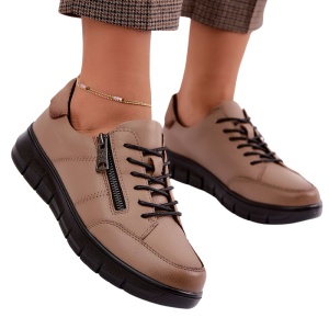 Pantofi din piele naturala SERENA Beige - Img 2