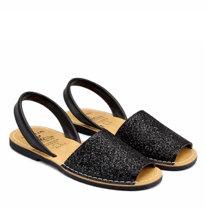 Sandale din piele naturala, AVARCA GLITTER Black