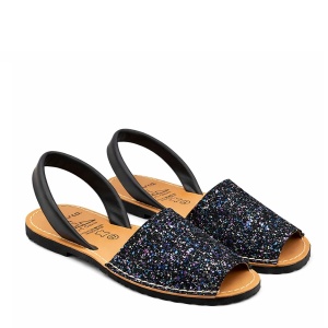 Sandale din piele naturala, AVARCA GLITTER Bleumarin