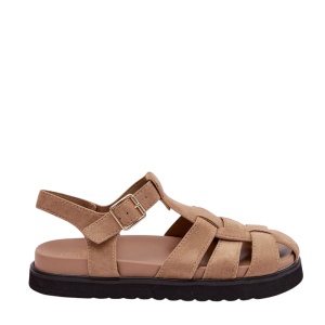 Sandale tip roman din piele ecologica SALMA Beige