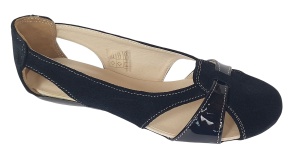 Balerini dama casual din piele naturala intoarsa de culoare neagra - ZENALNV - Img 2