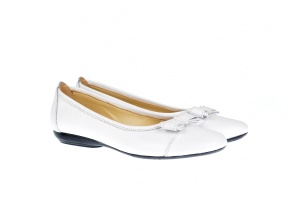 Balerini dama casual din piele naturala SNOW ELSA ARENAALB
