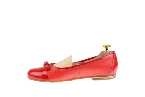 Balerini dama rosii, casual, din piele naturala cu varf lacuit - FLORLAC - Img 4
