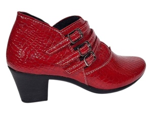 Botine dama rosii din piele naturala Croco cu toc de 6 cm BVS63CRR - Img 5