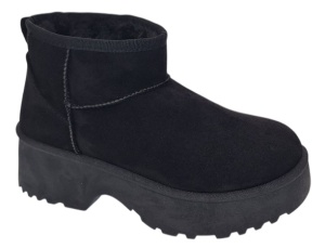 Cizme dama scurte din piele ecologica tip velur imblanite Urban Next Step A89BLACK - Img 8