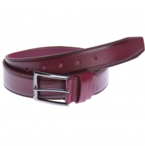 Curea barbati, casual-eleganta, din piele naturala, cusatura, visiniu, latime 3.4 cm - LS102V