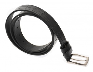 Curea barbati eleganta, din piele ecologica negra 3.5 cm - DR335N - Img 4