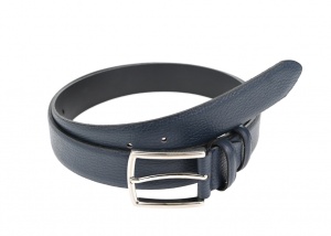 Curea barbati eleganta, mata, bleumarin , din piele naturala 3.5 cm SER701BLM - Img 2