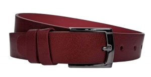 Curea barbati, eleganta, pentru costum, din piele naturala, Bordeaux, 3cm - CK74VIS - Img 3