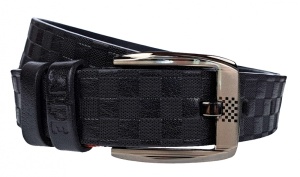 Curea barbati, eleganta, pentru costum, din piele naturala, Negru, 3.8cm - CK65N - Img 2